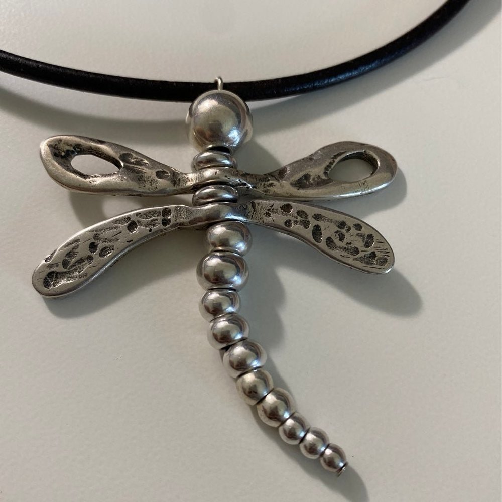 Vintage Dragonfly Silver Necklace